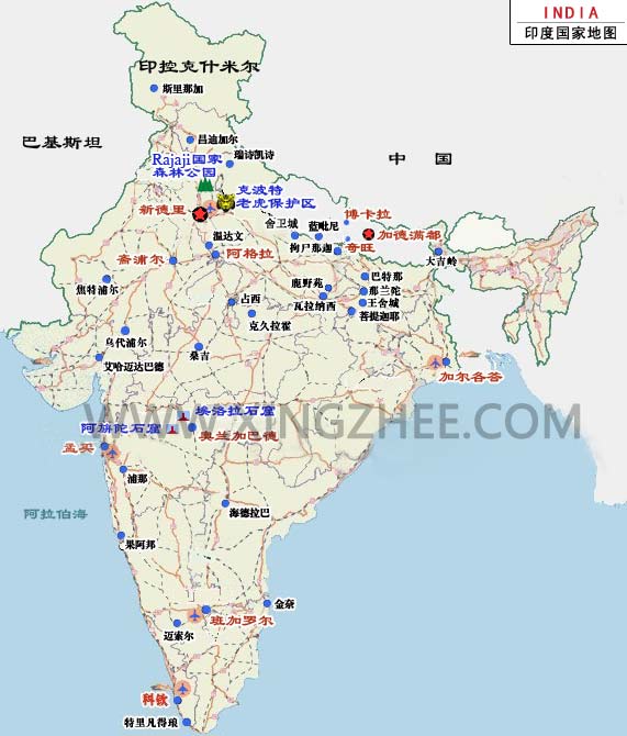 印度旅游地图