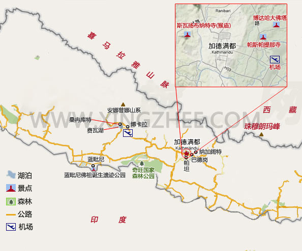尼泊尔旅游地图